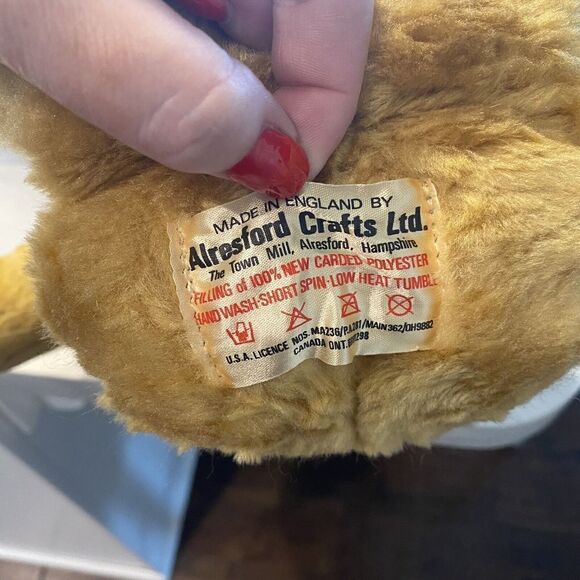 Alresford Crafts LTD Honey bear soft plush stuffed toy 19” red shirt overalls - Picture 11 of 13